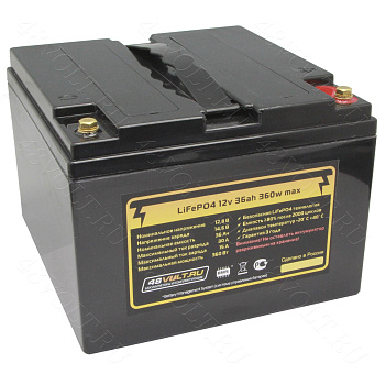 Аккумулятор LiFePO4 12v36Ah 360w max пластик